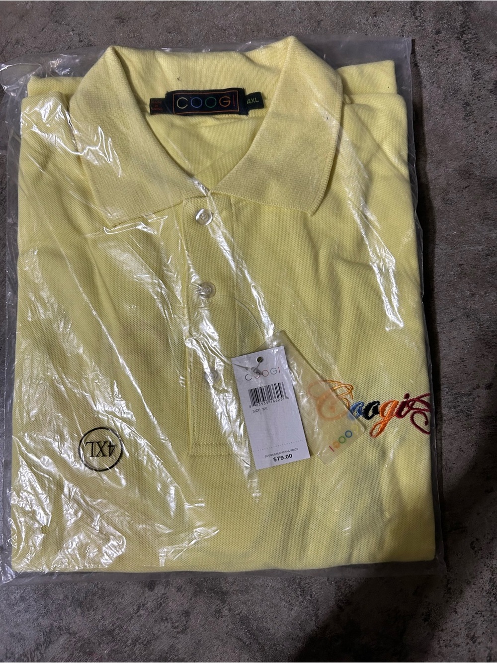 NWT Coogi Yellow Embroidered Polo Shirt 4XL Sealed MSRP $79